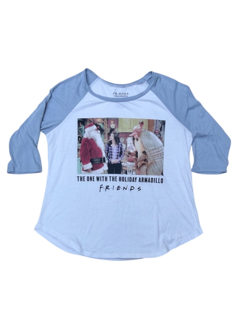 Friends The Television Series Womens Holiday Armadillo 3/4 sleeve T-shirt Size L